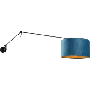 QAZQA Blitz - Moderne Wandlamp met Kap Voor Binnen - 1 Lichts - D 35 cm - Zwart Goud