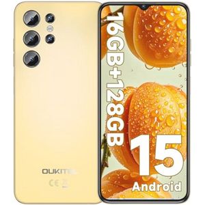 Smartphone Android 15 met 128 GB opslag en 5150 mAh batterij - 6,52 inch HD+ mobiel met Dual SIM