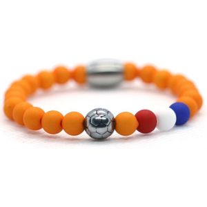 IbizaMen - Heren - armband - voetbal - RVS - ORANJE - Nederland - Team NL - 6mm - 21cm