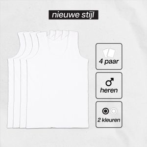 Marco Rossi Premium Kwaliteit - Onderhemden - Hemden heren - Onderhemd heren - 100% Katoen - Wit - 4 Pack - Maat S