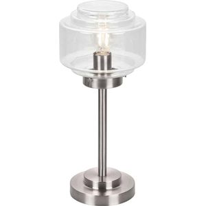 Tafellamp art deco Cambridge | 1 lichts | Ø 15cm | transparant / staal | helder glas / metaal | bureaulamp | gispen / retro / jaren 30