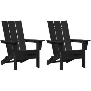vidaXL - Opvouwbare - Adirondack - Stoelen - 2 - stuks - Zwart - 74,5x80,5x90 - cm - HDPE