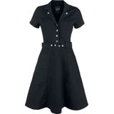 Queen Kerosin - A-line and button front Flare jurk - XS - Zwart