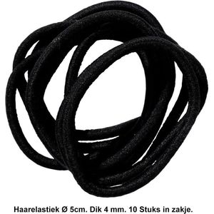 Rojafit Haarelastiekjes – Ø 5 cm. / 4 mm. dik - 10 stuks – Zwart