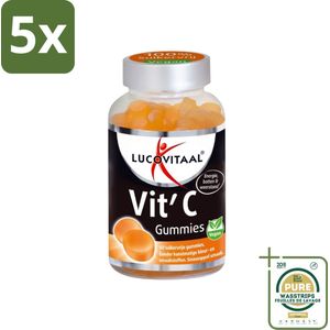 5 x Lucovitaal - Vitaminen - Vit'C Gummies - Vegan - Suikervrij - Sinaasappel Smaak - 60 Gummies - Grootverpakking - Vitamine C Gummies - Suikervrije Gummies - Vegan Gummies - Sinaasappelsmaak Gummies - Antioxidant Gummies