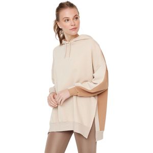 Trendyol Marineblauw Kleurenblok Breed In-Mold Fleece Gebreid Sportsweatshirt Twoss22Sw0074