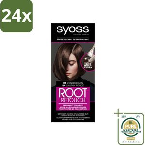Syoss - Haarverf - Uitgroeiset - R4 Donker Bruin - 1 Haarkleuring - Voordeelverpakking - 24 stuks - Permanente kleuring - Syoss