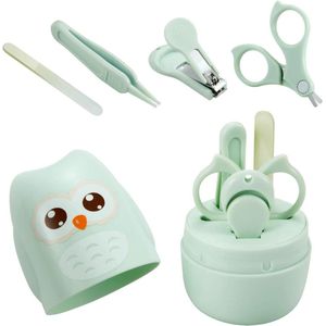 Baby Nail Manicure Pedicure Grooming Care Kit (4 Pack) | Clippers Scissors File Tweezers|Newborn Baby Toddler Kids|1 Months Plus (Green) - PandaEar