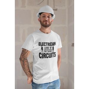 Rick & Rich - T-Shirt Short Circuits - T-Shirt Electrician - T-Shirt Engineer - Wit Shirt - T-shirt met opdruk - Shirt met ronde hals - T-shirt met quote - T-shirt Man - T-shirt met ronde hals - T-shirt maat S