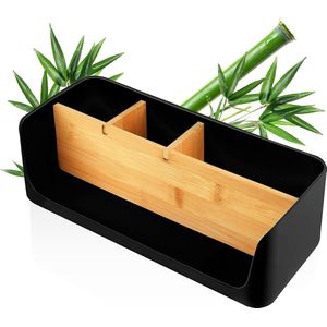 Eco bureau-organizer, tafel- en kantoorcosmetica-organizer, mobiele telefoon en tablethouder, pennenhouder, bureau, brievenbakje, servethouder, thuiskantoor opslag (groot, zwart)