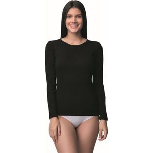 Dameshemd Met Lange Mouwen-Katoen-Onderhemd Dames-Cadeau Voor Dames-Zwart-XL