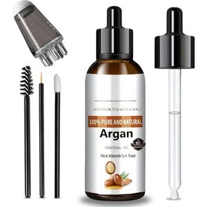 Arganolie 100ML - Argan Olie Haar - Incl Applicator - Flesje voor Wimpers, wenkbrauwen en nagels - Ebook - Argan Oil Haar Morrocan - Haargroei Serum - Wimper - Wenkbrauw - Baardgroei