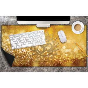 Bureau onderlegger - Hindoe Symbool Versierd door Gouden Details - 80x40 cm - 2 mm Dik - Bureau mat Vinyl