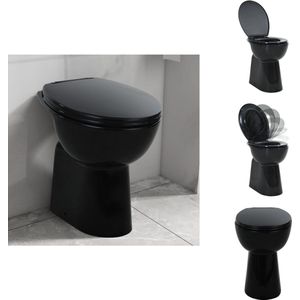 vidaXL Toilet - Toiletten - Wc - Wc's - Toilet verhoogd 7 cm soft-close randloos keramiek zwart