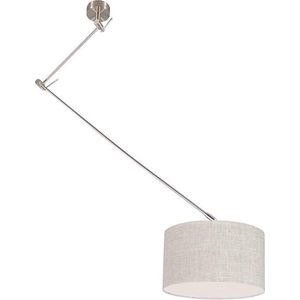 QAZQA blitz - Moderne Verstelbare hanglamp voor boven de eettafel | in eetkamer - 1 lichts - L 1000 mm - Beige - Woonkamer | Slaapkamer | Keuken