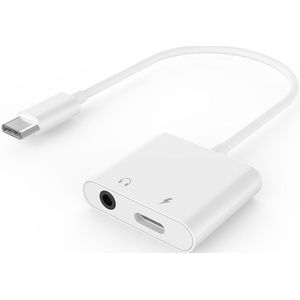 USB C naar 3.5 mm audio adapterkabel en USB C naar USB C poort - Wit
