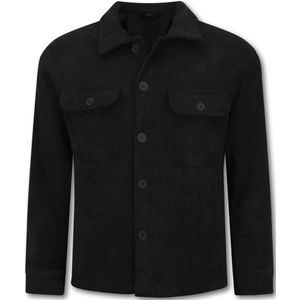 Heren Flannel Overshirt met Zakken - Heren Jack - Tussenjas Heren - 520 - Zwart