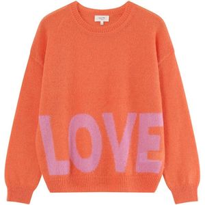 Oranje fijn gebreide 'Love' trui Madona - Grace & Mila