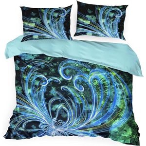 Opvallend patroon opdruk katoenen dekbedovertrekset - blauw - 160 x 200 cm - Emera dekbedovertrek 160x200