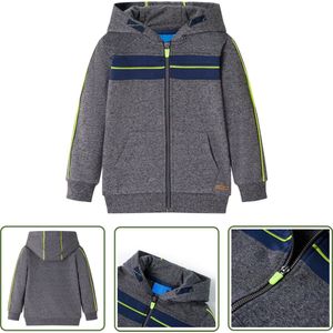 vidaXL Kindersjas - Kindervest - Kindervest met capuchon en rits 104 gemêleerd grijs - Meisjesjas - Jongensjas - Winterjas