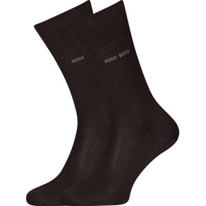 HUGO BOSS George uni (1-pack) - herensokken katoen - donker bruin - Maat: 47-48