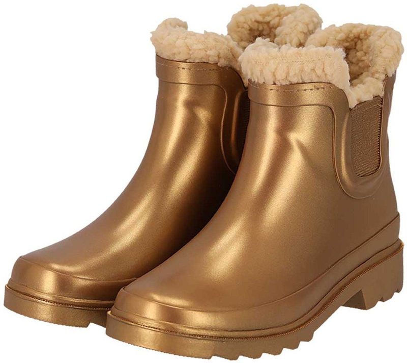 Morethansocks - Chelsea - Regenlaarzen - Goud - Unisex - Fake Fur Voering