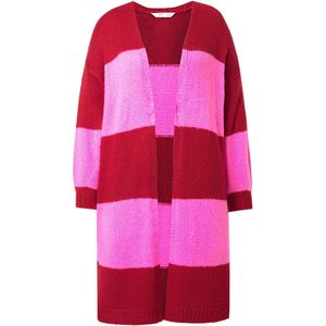 Angel of Style - Dames - Lang vest straight fit blokstrepen - Fluweelrood - Maat 42+