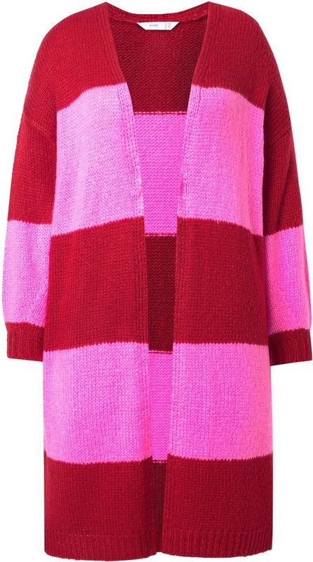 Angel of Style - Dames - Lang vest straight fit blokstrepen - Fluweelrood - Maat 42+