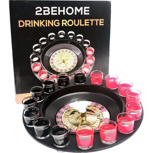 2BEHOME® Luxe Drankspel Roulette Incl. 16 shotglaasjes - Drank spelletjes - Spelletjes voor volwassenen - Drinking Game