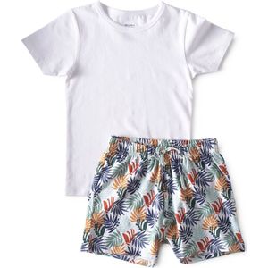Little Label - zomer baby pyjama - palm leaves green - maat: 86 - bio-katoen