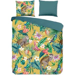 Hoogwaardige Katoen Lits-jumeaux Dekbedovertrek Marinde Oker | 240x200/220 | Fijn Geweven | Ademend En Zacht