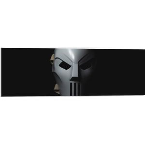 PVC Schuimplaat- Wit Masker op Zwarte Achtergond - 90x30 cm Foto op PVC Schuimplaat