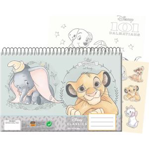 Disney Cute Classic - A4 - Spiraal - schetsboek - 40 pagina's - tekenblok - stickers