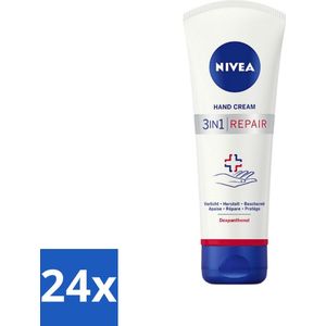 24 x NIVEA - Handcrème - 3-in-1 Herstel - Verlicht - Herstelt - Beschermt - 100 ml - Handcreme - Droge Handen - Beschadigde Handen - NIVEA - Dexpanthenol