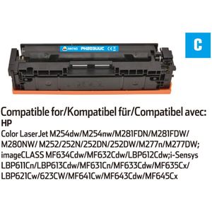 INKFIND 203AU (CF541A) / 201A (CF401A) Cyaan tonercartridge compatibel met HP 203A (CF541A) Cyaan en Canon Toner 054 Cyaan en HP 201A (CF401A) Cyaan en Canon Cartridge 045 Cyaan - 1-pack Cyaan