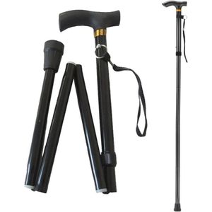 Inklapbare Verstelbare Wandelstok voor Dames - Zwart, Aluminium, Duurzaam, Opvouwbaar