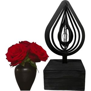 Mini urn ""traan"" (2 ml) - metaal in houten sokkel - uniek design - Nederlandse kwaliteit - 24cm hoog