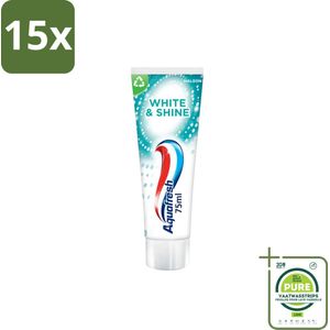 15 x Aquafresh White & Shine - Whitening Tandpasta - 75 ml - Grootverpakking - Tandpasta - Whitening - Glans - Vlekken - Tanden Bleken