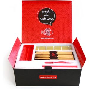 Sushi Making Kit - De Sushi Lover Set - Sushi Serveerset Complete Sushi Maker, Nigiri Maker, Bamboemat, 2 sushi borden, 2 sauskommen, 5 eetstokjes en 2 eetstokjeshouders