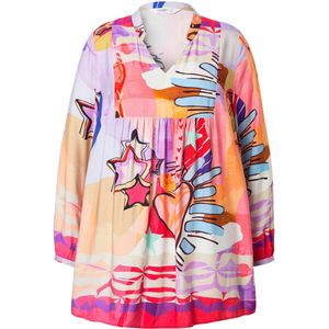 Angel of Style Angel of Style - Dames - Tuniek A-lijn all-over print lange mouwen - Roze - Maat 50