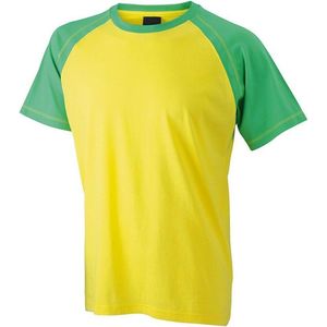 James and Nicholson - Heren Raglan T-Shirt (Geel/Groen)