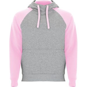 Grijs / Roze Hoodie met raglan mouwen model Badet merk Roly maat 2XL