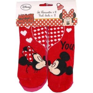 Minnie Mouse - Sokken - Roze/Rood - Duopack - maat 31-34
