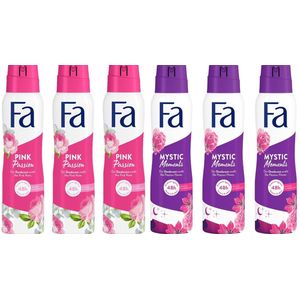 FA Deo Spray - Pink Passion & Mystic Moments - Voordeelverpakking 6 x 150 ml
