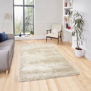 Flycarpets Wenen Hoogpolig Effen Recyled 5Cm Poolhoogte Vloerkleed - Beige - 120x170 cm