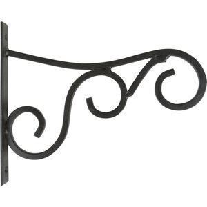 Muurhaken - 4x - voor hangpotten - metaal - zwart - 25 x 20 cm - plantenbakken/bloembakken - Tuin/muur decoraties