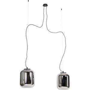 QAZQA bliss - Design Hanglamp eettafel voor boven de eettafel | in eetkamer - 2 lichts - L 100 cm - Zwart - Woonkamer | Slaapkamer | Keuken