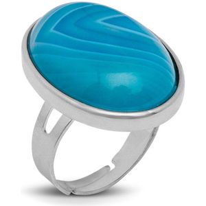 Zentana Agaat Ring - Cabochon Edelsteen - Blauwe Lace Agaat - Stabiliteit