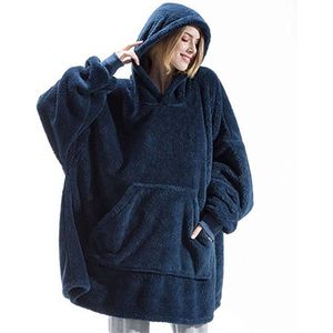 Winter Hooded Sweater Blanket - Hooded Cozy Blanket - Warme dikke hoodie-jas - Superzachte pluche hooded blanket - Warme sweatshirt-deken met mouwen en zakken - Home Lounging hoodie-deken - Geschikt voor volwassenen, mannen, vrouwen en tieners