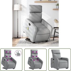 vidaXL Massagestoel - Stapstoel - Sta-op-massagestoel verstelbaar stof lichtgrijs - Elektrisch Bedienbare Stoel - Verstelbare Stoel - Comfortstoeltje